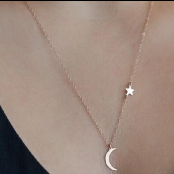 Jewelry - Moon Crescent Star Boho Gold Pendant Necklace